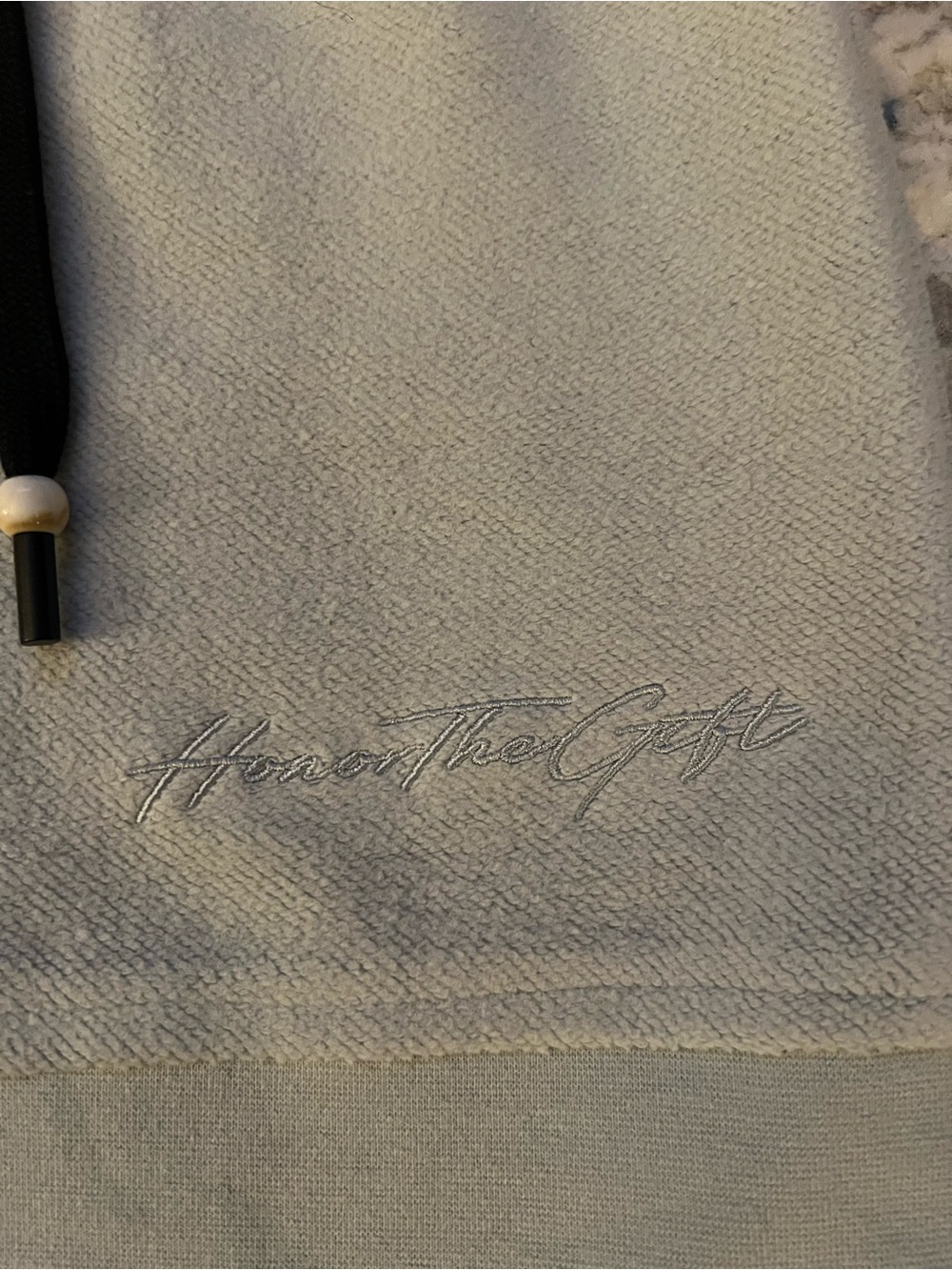 Light Blue Drawstring Mini Skirt with Script Detail - Picture 2 of 4
